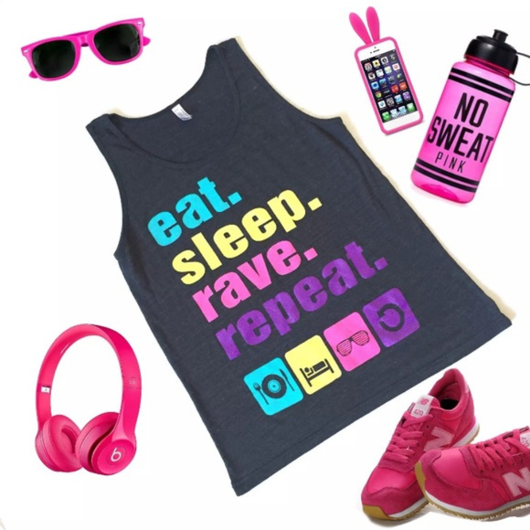 American Apparel Tops - EAT SLEEP RAVE REPEAT American Apparel Muscle Tee